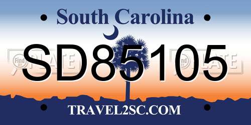 SD85105 South Carolina License Plate