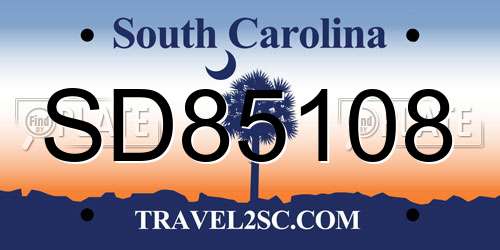 SD85108 South Carolina License Plate