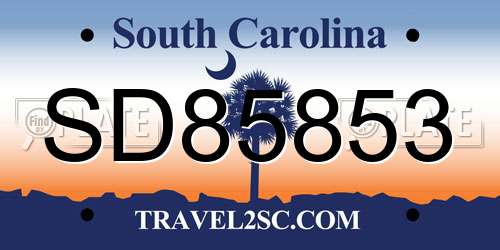 SD85853 South Carolina License Plate