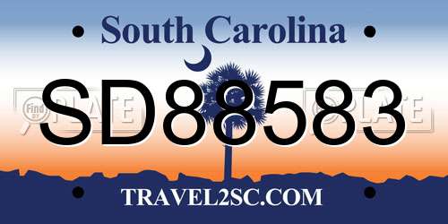 SD88583 South Carolina License Plate