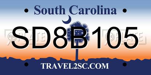 SD8B105 South Carolina License Plate