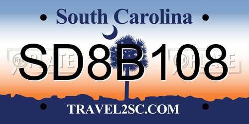 SD8B108 South Carolina License Plate