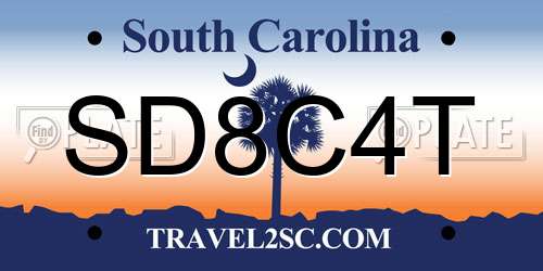 SD8C4T South Carolina License Plate