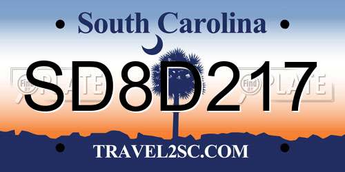 SD8D217 South Carolina License Plate