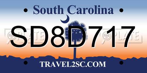 SD8D717 South Carolina License Plate