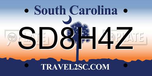 SD8H4Z South Carolina License Plate