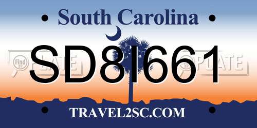 SD8I661 South Carolina License Plate