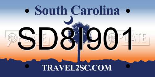 SD8I901 South Carolina License Plate