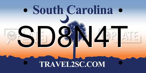 SD8N4T South Carolina License Plate