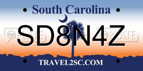 SD8N4Z South Carolina License Plate