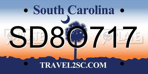 SD8O717 South Carolina License Plate