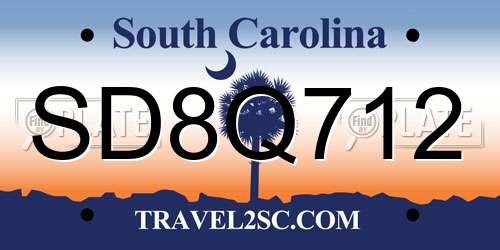 SD8Q712 South Carolina License Plate