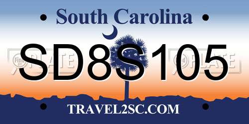 SD8S105 South Carolina License Plate