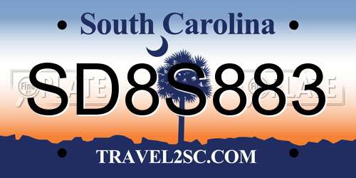 SD8S883 South Carolina License Plate
