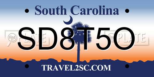 SD8T5O South Carolina License Plate