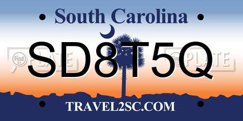 SD8T5Q South Carolina License Plate