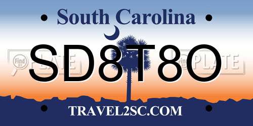 SD8T8O South Carolina License Plate