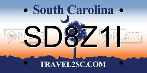 SD8Z1I South Carolina License Plate