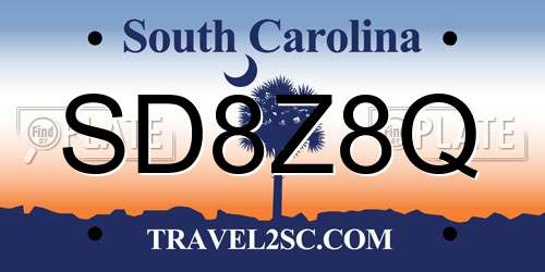 SD8Z8Q South Carolina License Plate