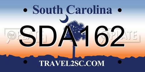 SDA162 South Carolina License Plate
