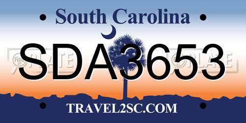 SDA3653 South Carolina License Plate