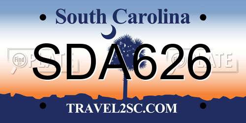 SDA626 South Carolina License Plate