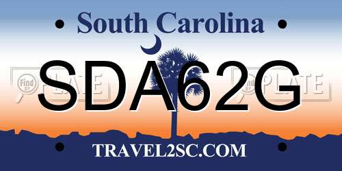 SDA62G South Carolina License Plate