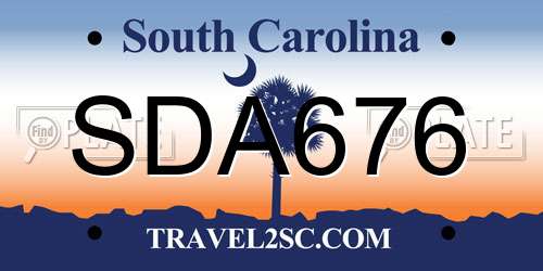 SDA676 South Carolina License Plate
