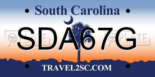 SDA67G South Carolina License Plate