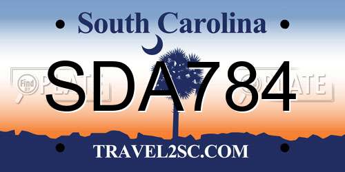 SDA784 South Carolina License Plate
