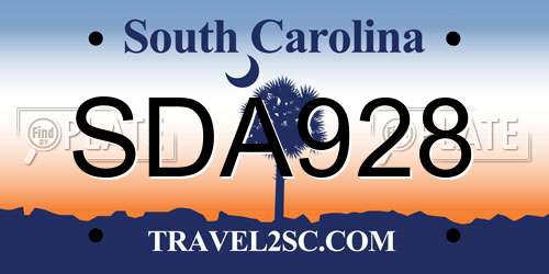 SDA928 South Carolina License Plate