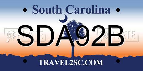 SDA92B South Carolina License Plate