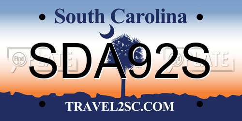 SDA92S South Carolina License Plate