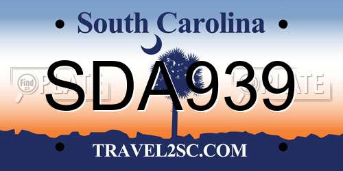 SDA939 South Carolina License Plate