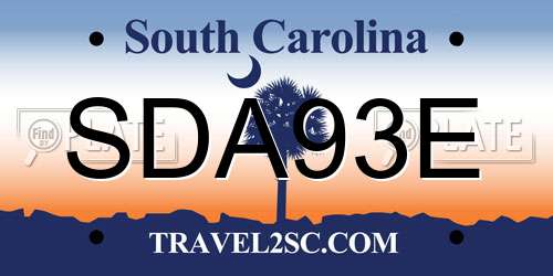 SDA93E South Carolina License Plate