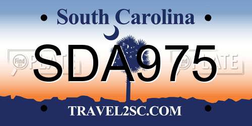 SDA975 South Carolina License Plate