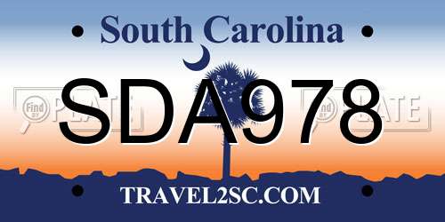 SDA978 South Carolina License Plate