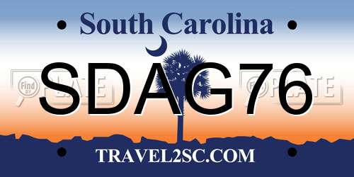 SDAG76 South Carolina License Plate