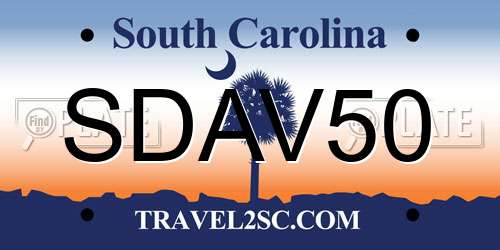 SDAV50 South Carolina License Plate