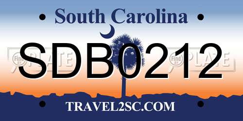 SDB0212 South Carolina License Plate