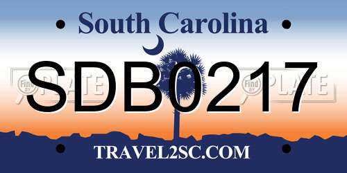 SDB0217 South Carolina License Plate