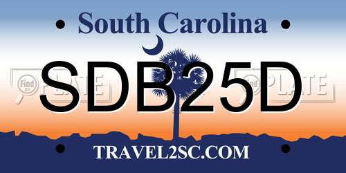 SDB25D South Carolina License Plate