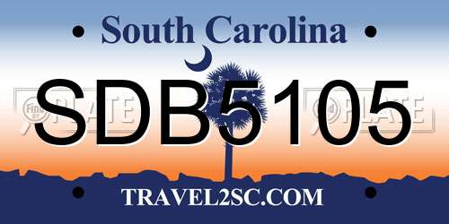 SDB5105 South Carolina License Plate