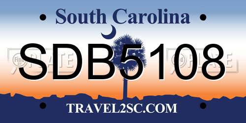 SDB5108 South Carolina License Plate