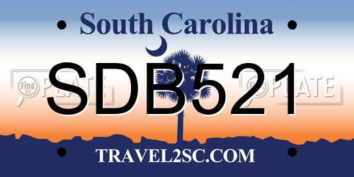 SDB521 South Carolina License Plate