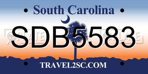 SDB5583 South Carolina License Plate