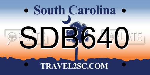 SDB640 South Carolina License Plate
