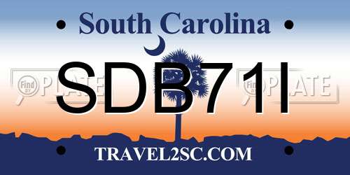 SDB71I South Carolina License Plate