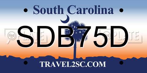 SDB75D South Carolina License Plate