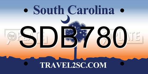 SDB780 South Carolina License Plate